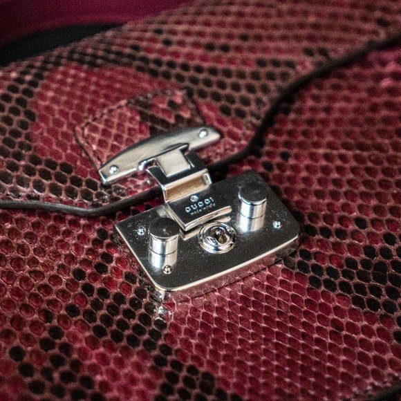 GUCCI Python Lady Lock Mini Briefcase Red Purple - INCREDIBLE - Picture 6 of 13